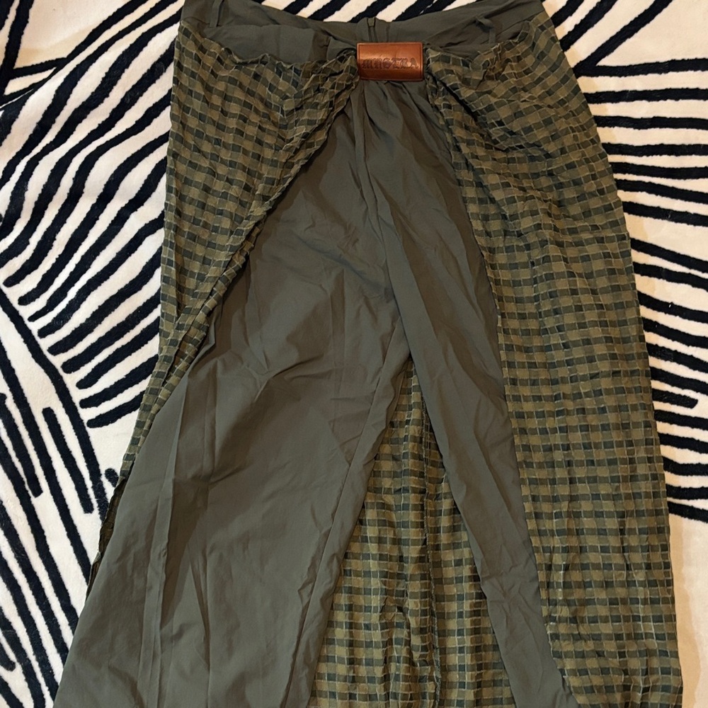 Muse Olive Checkered Skirt